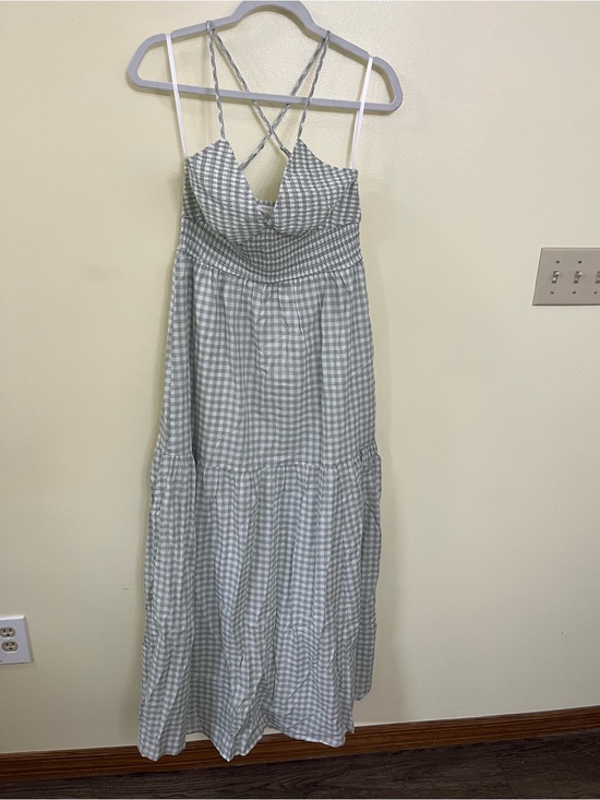 NEW Altar'd State Green Gingham Maxi Dress Size Large Available NWT
